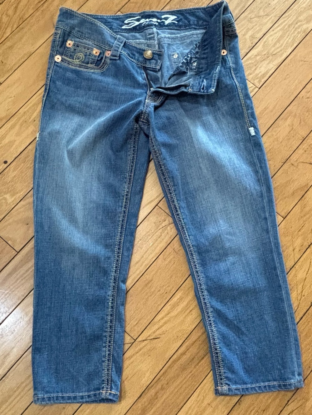 Seven7 Women’s Relaxed Fit Medium Blue Denim Jeans